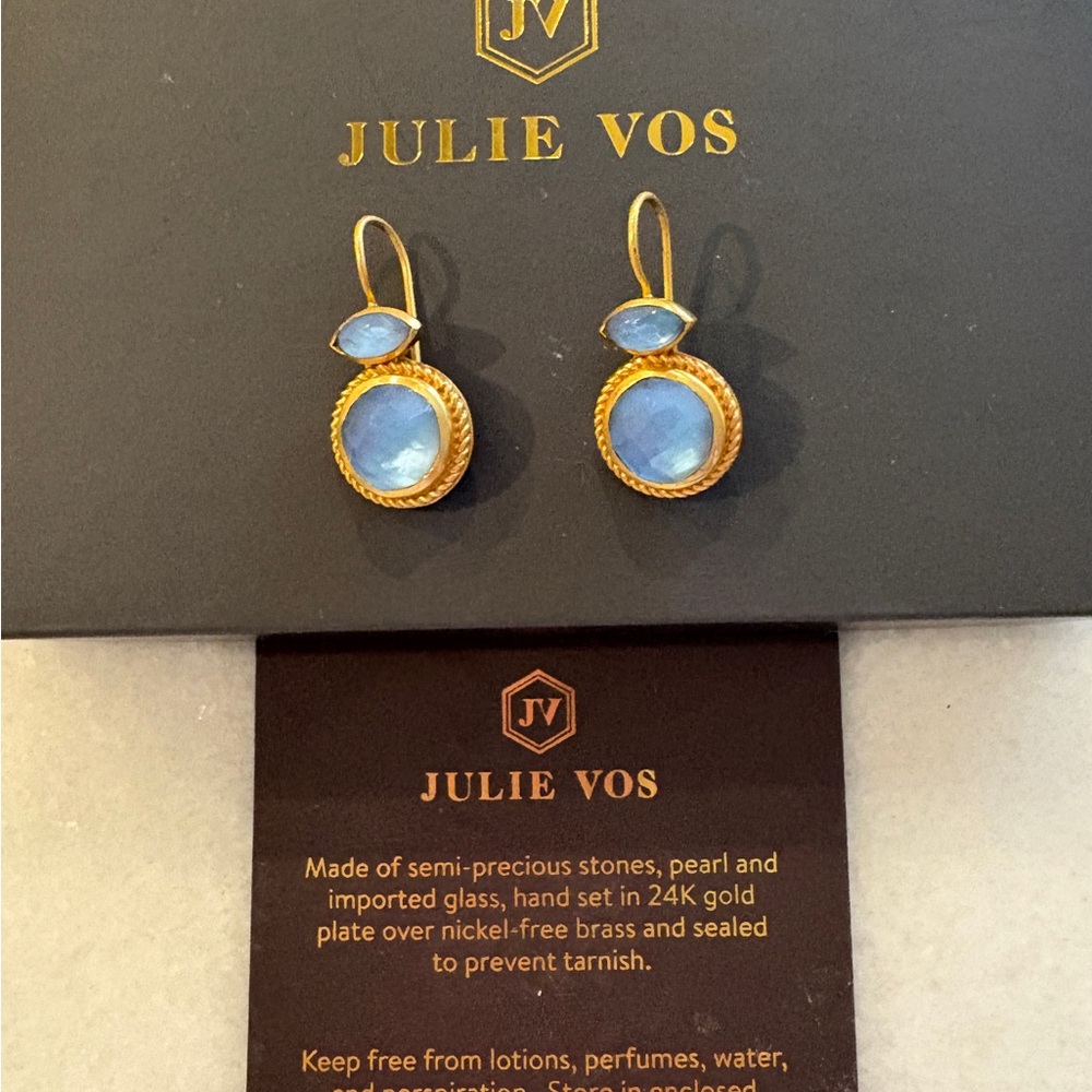 Julie Vos Gold and Blue Moonstone Earrings